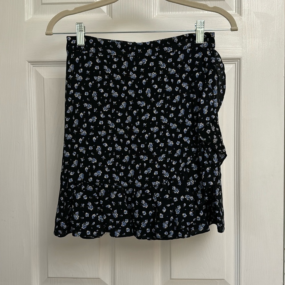 Madewell floral ruffle faux wrap skirt 00
